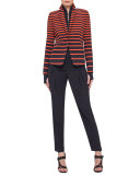 Stand-Collar Zip-Front Pullover, Navy