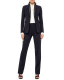 Francoise Cropped Straight-Leg Pants, Navy