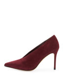 Portia Suede Pointed-Toe Pump, Oxblood