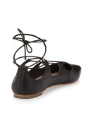 Ambra Lace-Up Ballerina Flat, Black