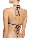 Positano Italian Solid Halter Swim Top, Blue
