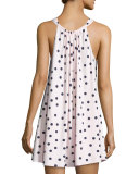 dot-print flannel chemise, pink shadow