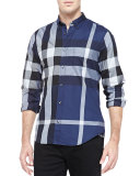 Fred Exploded Check Button-Down Shirt, Ink 