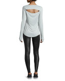 Coated Snake-Embossed Long Legging