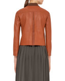 Perforated Leather Bomber Jacket, Wood