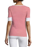 Boatneck Striped Tee, Red Stripe