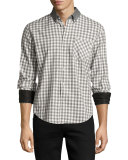 Yokohama Slim-Fit Check Flannel Shirt, White/Gray