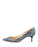 Pigalle Follies 55mm Patent Red Sole Pump, Navy/Black
