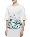 Half-Sleeve Floral-Print Top 