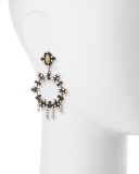 Valentia Beaded Hoop Drop Earrings, Black/Nude