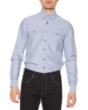 Salt-Wash Long-Sleeve Shirt, Light Blue