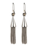 Small Silvertone Chain Tassel Drop Earrings