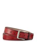 Square-Buckle Calf Leather Belt