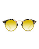St. Louis Round Mirrored Sunglasses, Green