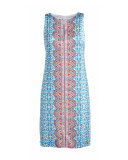 Sleeveless Printed Shift Dress, Blue/Multi