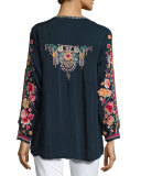 Peacock Embroidered Georgette Top