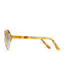 Milan III Round Sunglasses, Amber/Silver