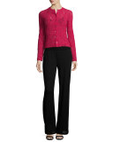 Wide-Leg Pants W/Banded Waist, Black 