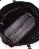 Leather Baiadera Striped Tote Bag, Black/Red/White (Nero+Fuoco+Bianco)