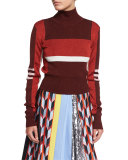 Colorblock Turtleneck Sweater, Red