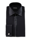 Crystal-Placket Silk French-Cuff Tuxedo Shirt