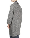 Long-Sleeve Chevron Coat W/Monili Trim, Bark