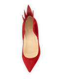 Victorina Flame 100mm Red Sole Pump, Carmin Red