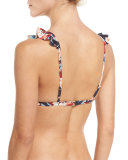 Milos Floral Adriana Ruffle Swim Top, Black