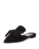Suede Bow Mule Flat, Nero