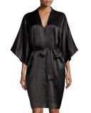 Contrast-Trimmed Silk Kimono Robe