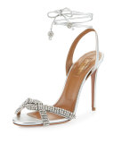 Dazzling Crystal Ankle-Wrap 105mm Sandal, Silver