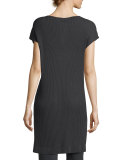 Cap-Sleeve Bateau-Neck Tencel® Ribbed Tunic