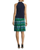 Keyhole Sleeveless Halter Sweater, Maritime