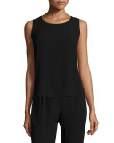 Sleeveless Ballet-Neck Silk Shell 