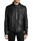 Classic Leather Biker Jacket, Black