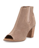 Majorca Perforated Suede Bootie, Stucco