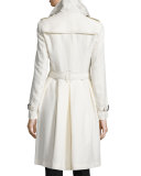 Double-Breasted Trench Coat W/Tuck Pleats, Parchment