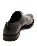 Geoff High-Shine Calfskin Balmoral, Black
