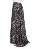 Harriet Long Pleated Printed Silk Skirt