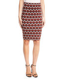 Geometric High-Waist Pencil Skirt, Multicolor