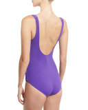 Chameleon Printed One-Piece Swimsuit, Turquoise/Purple