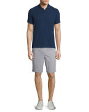 Solid Short-Sleeve Polo Shirt, Indigo