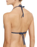 Out-Of-The-Blue Triangle Swim Top, Denim Blue