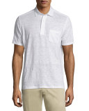 Linen Short-Sleeve Polo Shirt, White