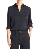 Slim-Fit Stretch-Silk Satin Blouse
