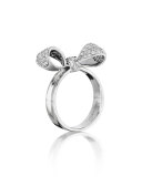 18K White Gold Pavé Diamond Bow Ring, Size 6