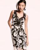Sleeveless Two-Tone Floral Lace Cocktail Dress