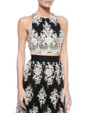 Tru Embroidered Sleeveless Crop Top 