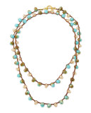 Mixed Faceted Bead Necklace, Mint, 51"