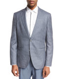 Check Wool-Silk Two-Button Sport Coat, Gray